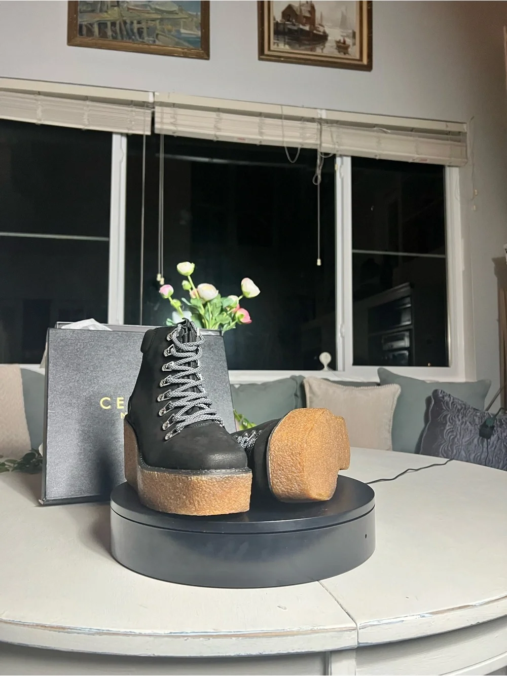 Cecilia New York Black Platform Lace-Up Women's Ankle Boots